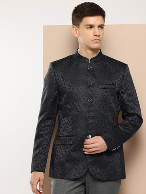 INVICTUS Self Design Bandhgala Party Men Blazer(Black)