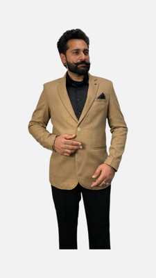 gargian master cut Striped Single Breasted Formal, Party Men Blazer(Beige)