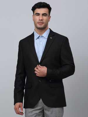 CANTABIL Solid Single Breasted Formal Men Blazer(Black)