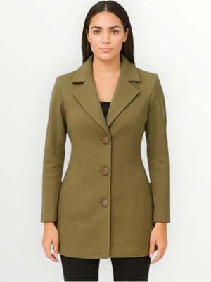 Pepzo Solid Double Breasted Casual Women Blazer(Green)