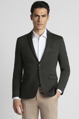 PETER ENGLAND Solid Single Breasted Formal Men Blazer(Black)