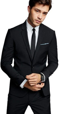 HUMJOLI FASHION Solid Single Breasted Casual, Formal, Party, Festive & Wedding Men Blazer(Black)