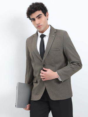 SHOWOFFFF Solid Single Breasted Casual Men Blazer(Grey)