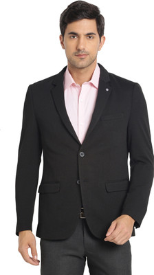 TURTLE Self Design Single Breasted Casual Men Blazer(Black)