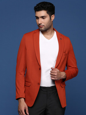 SHOWOFFFF Solid Single Breasted Formal Men Blazer(Brown)