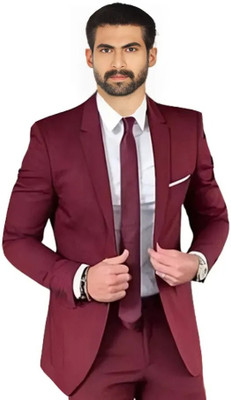 Darbar In Solid Single Breasted Casual, Formal, Festive & Wedding, Party Men Blazer(Maroon)