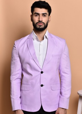 METRONAUT Solid Single Breasted Casual Men Blazer(Purple)