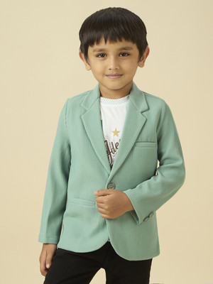 PROVOGUE Self Design Single Breasted Party Boys Blazer(Green)