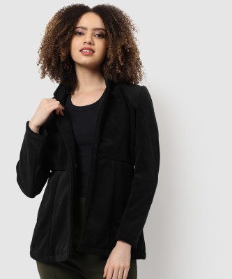 CAMPUS SUTRA Solid Single Breasted Casual Women Blazer(Black)