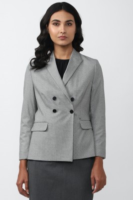 VAN HEUSEN Checkered Single Breasted Casual Women Blazer(Grey)