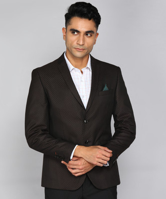 V DOT BY VAN HEUSEN Self Design Single Breasted Formal Men Blazer(Brown)
