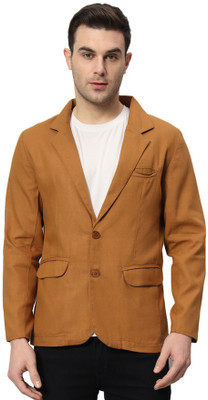 Fashion Senoraa Solid Single Breasted Festive & Wedding Men Blazer(Yellow)