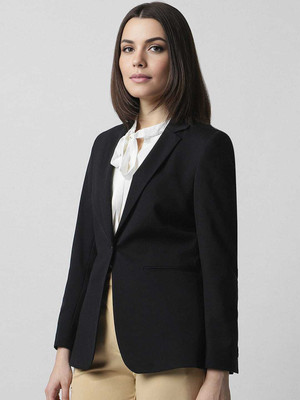 Sector Z Solid Mandarin Formal Women Blazer(Dark Blue)