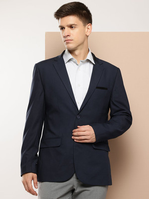 INVICTUS Solid Single Breasted Formal Men Blazer(Blue)