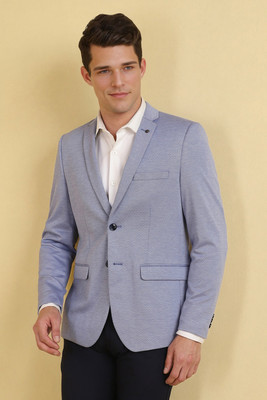 Allen Solly Self Design Single Breasted Formal Men Blazer(Light Blue)