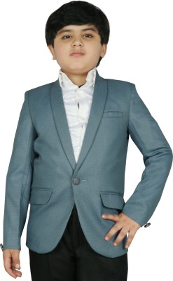 SG YUVRAJ Solid Single Breasted Festive & Wedding Boys Blazer(Blue)