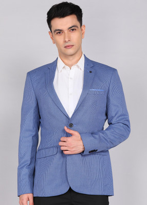 Raymond Self Design Single Breasted Formal Men Blazer(Blue)