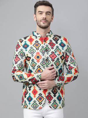 Hangup Printed Single Breasted Casual Men Blazer(Multicolor)