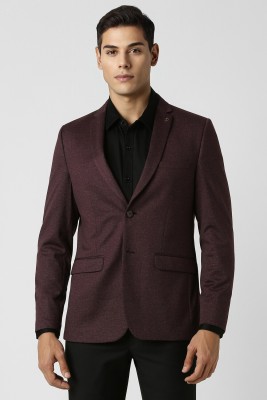 VAN HEUSEN Self Design Single Breasted Formal Men Blazer(Brown)