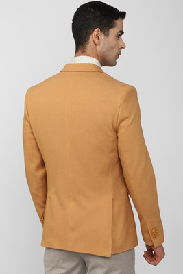 PETER ENGLAND Solid Single Breasted Formal Men Blazer(Orange)