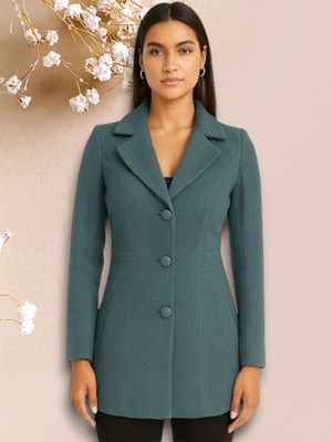 Pepzo Solid Double Breasted Casual Women Blazer(Blue)