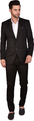 PRINT CULTR Solid Single Breasted Festive & Wedding Men Blazer(Black)