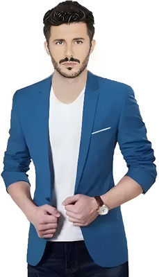 Darbar In Solid Single Breasted Casual, Formal, Party, Festive & Wedding Men Blazer(Blue)