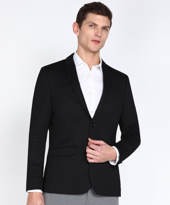 PETER ENGLAND Self Design Single Breasted Formal Men Blazer(Black)