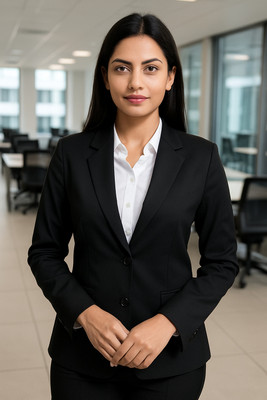 SmallTry Solid Single Breasted Formal Women Blazer(Black)
