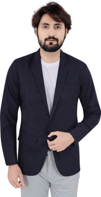 Click One Solid Single Breasted Casual Men Blazer(Black)
