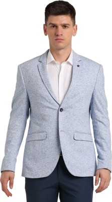 TURTLE Self Design Single Breasted Casual Men Blazer(Blue)