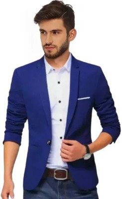 Darbar In Solid Single Breasted Casual, Formal, Festive & Wedding Men Blazer(Blue)