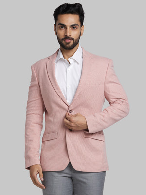 PARK AVENUE Self Design Single Breasted Formal Men Blazer(Pink)
