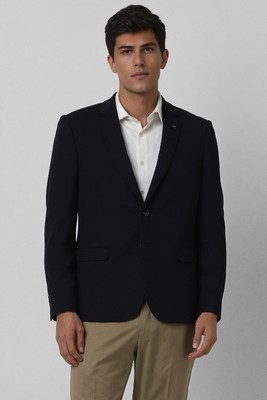VAN HEUSEN Solid Single Breasted Formal Men Blazer(Black)
