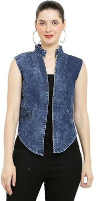 SRR STORE Washed Double Breasted Casual Women Blazer(Dark Blue)