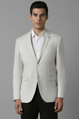 LOUIS PHILIPPE Solid Single Breasted Formal Men Blazer(Grey)