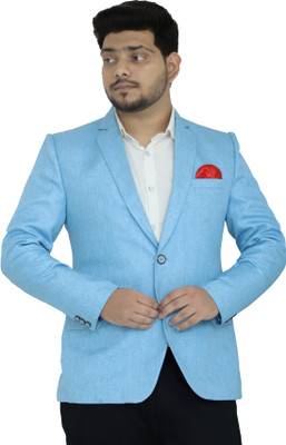 RAHMAN CREATION Solid Single Breasted Casual Men Blazer(Light Blue)