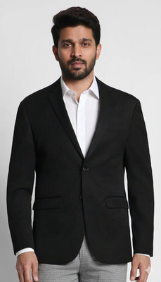 Linen India Solid Single Breasted Festive, Party, Wedding, Casual, Formal, Festive & Wedding Men Blazer(Black)