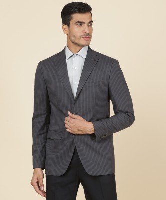 PETER ENGLAND Striped Single Breasted Casual Men Blazer(Grey)