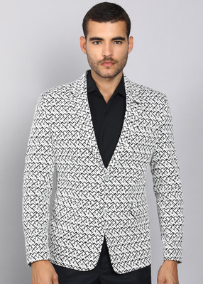 KILLER Printed Single Breasted Formal Men Blazer(Black)