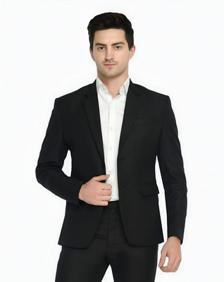 TRULYFEB Solid Single Breasted Casual, Formal, Party Men Blazer(Black)