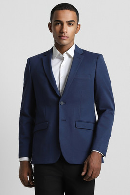 PETER ENGLAND Solid Single Breasted Formal Men Blazer(Blue)