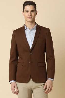 Allen Solly Self Design Single Breasted Formal Men Blazer(Brown)