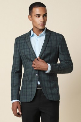 Allen Solly Checkered Single Breasted Formal Men Blazer(Green)