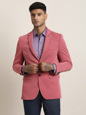 TURTLE Self Design Single Breasted Casual Men Blazer(Pink)