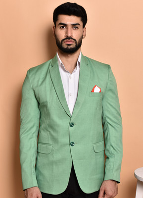 PRINT CULTR Solid Single Breasted Casual Men Blazer(Green)