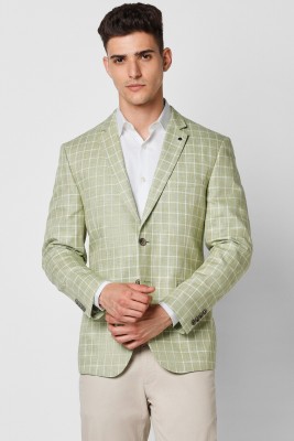 VAN HEUSEN Checkered Single Breasted Casual Men Blazer(Green)