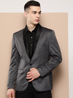 INVICTUS Solid Single Breasted Party Men Blazer(Black)