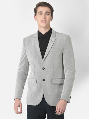 CRIMSOUNE CLUB Self Design Single Breasted Casual Men Blazer(Grey)