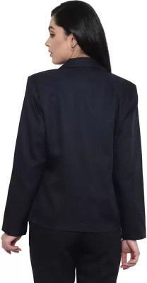 Cara Cola Solid Single Breasted Casual Women Blazer(Blue)